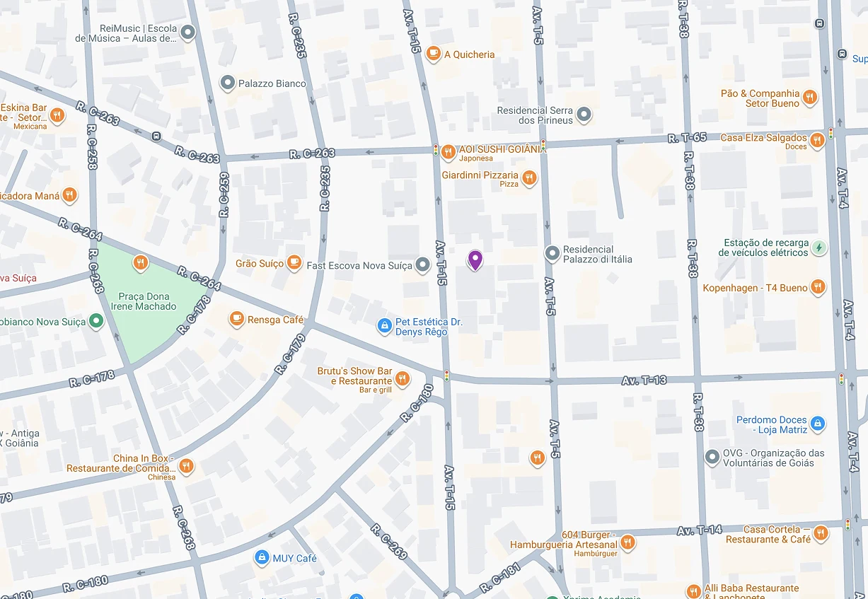 Mapa da localização do Colégio Simbios Young, em Goiânia